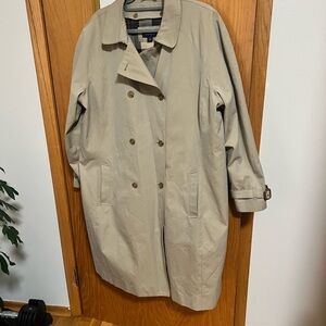 Lands' End Beige Double-Breasted Trench Coat